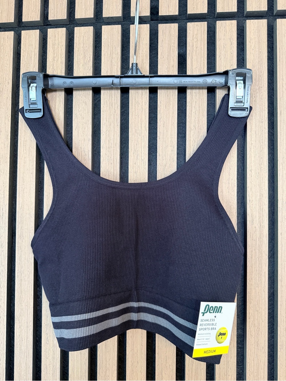 Seamless Sports Bra in Black with Gray Stripes
